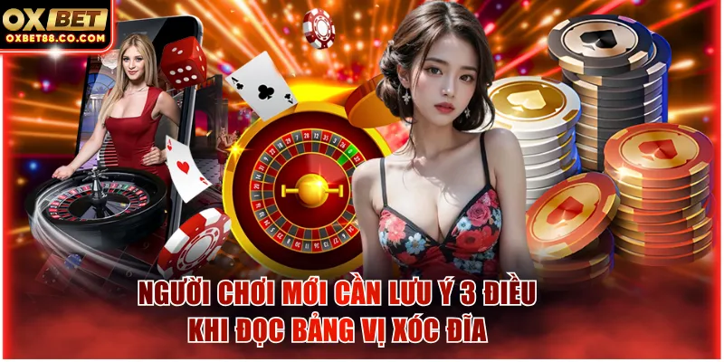 Người chơi mới cần lưu ý 3 điều khi đọc bảng vị xóc đĩa